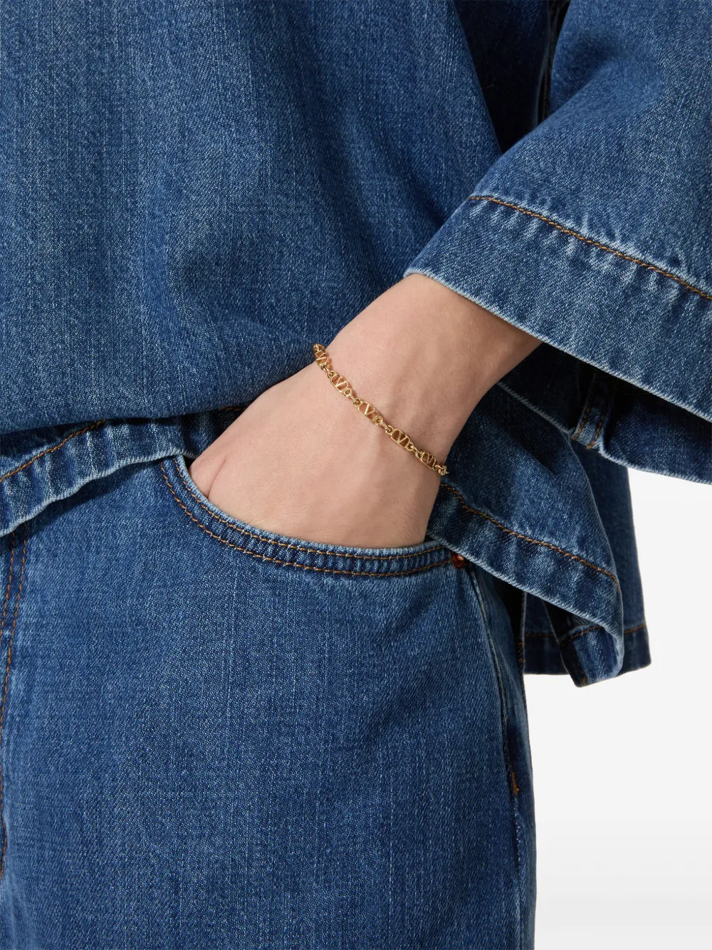 Valentino Garavani Toile Iconographe Metal Bracelet Woman Gold M In Gold