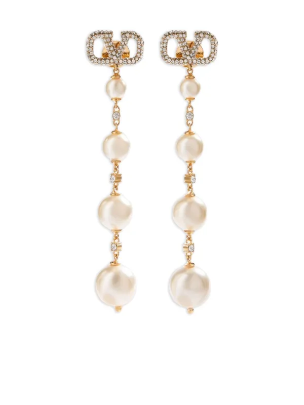 Valentino Garavani Vロゴ シグネチャー パール ドロップピアス 