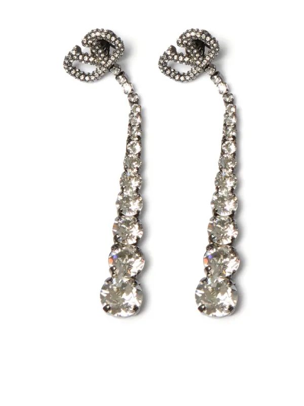 ヴァレンティノ Vロゴラインストーンピアスブラック