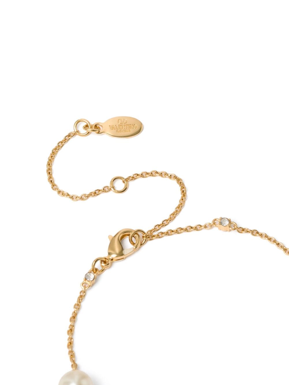 Shop Valentino Vlogo Signature Pearl Necklace In Gold