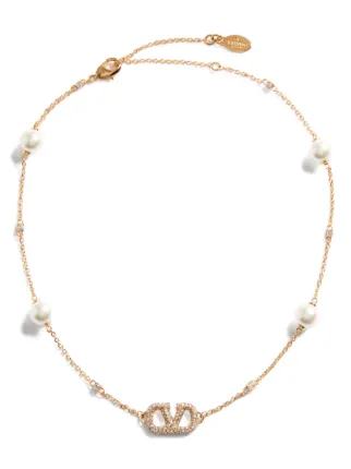 Valentino Garavani Vlogo Signature Metal Necklace With Swarovski