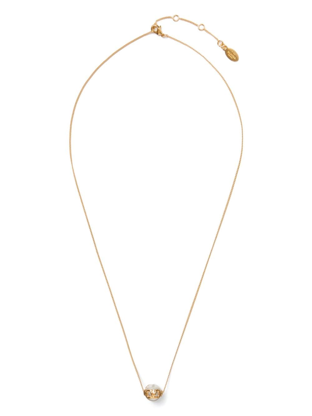 Valentino Garavani Vlogo Signature Pearl Necklace In Gold