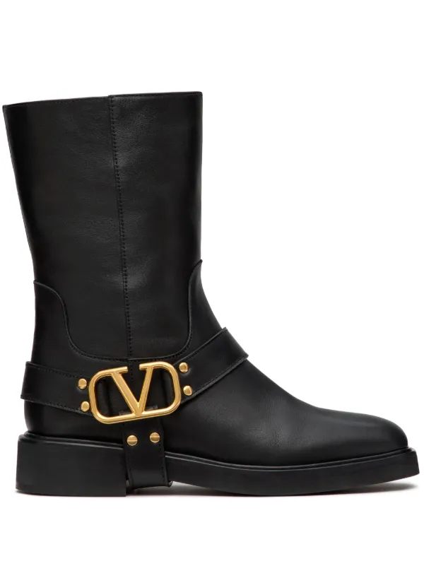 Valentino Garavani Vロゴ レザーブーツ | ブラック | FARFETCH JP