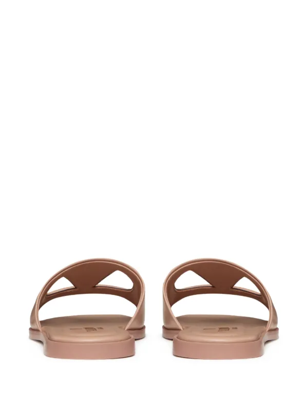 Valentino Garavani Vlogo Signature Leather Slides | Neutrals