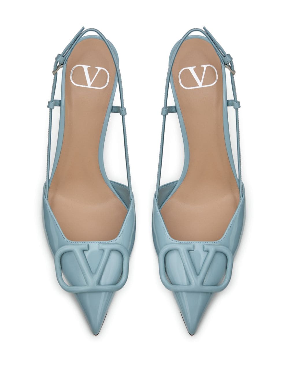 Shop Valentino Vlogo 80mm Slingback Pumps In Blue