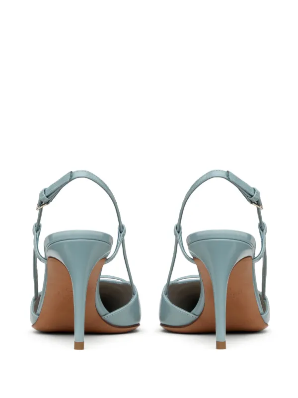 Valentino Garavani 80mm VLogo Signature Slingback Pumps Blue FARFETCH JO
