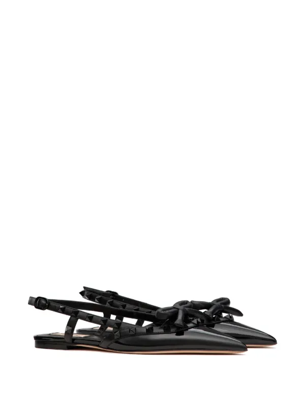 Valentino Garavani Rockstud Bow Slingback Ballerina Shoes