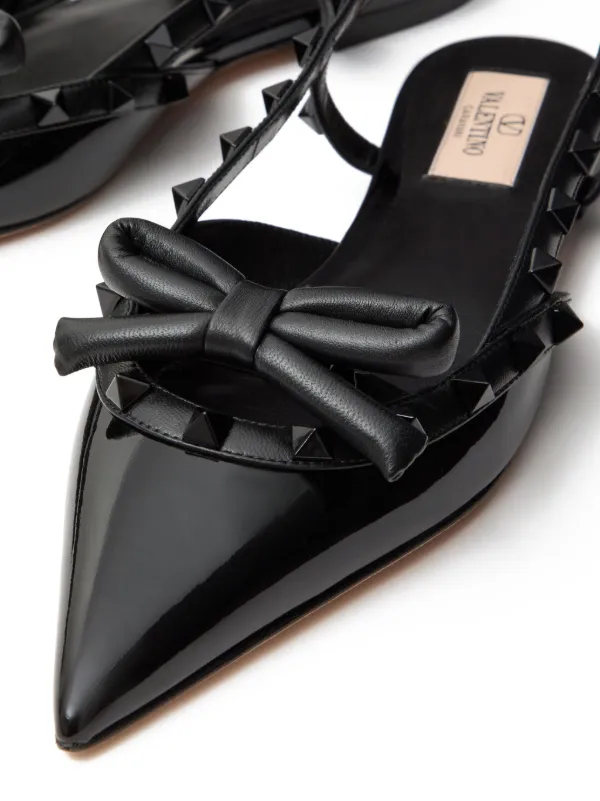 Valentino Garavani Rockstud Bow Slingback Ballerina Shoes