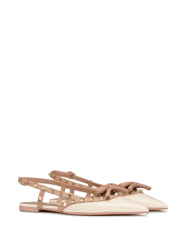 Valentino Garavani Rockstud Bow Slingback Ballerina Shoes