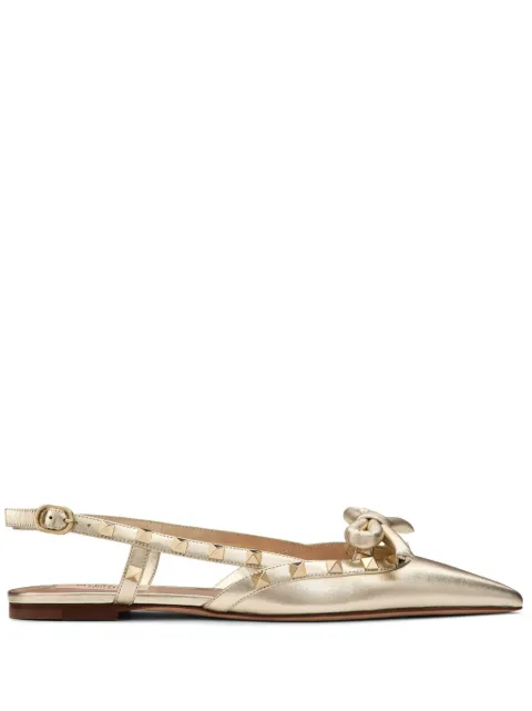 Valentino Garavani Rockstud Bow slingback ballerinas 