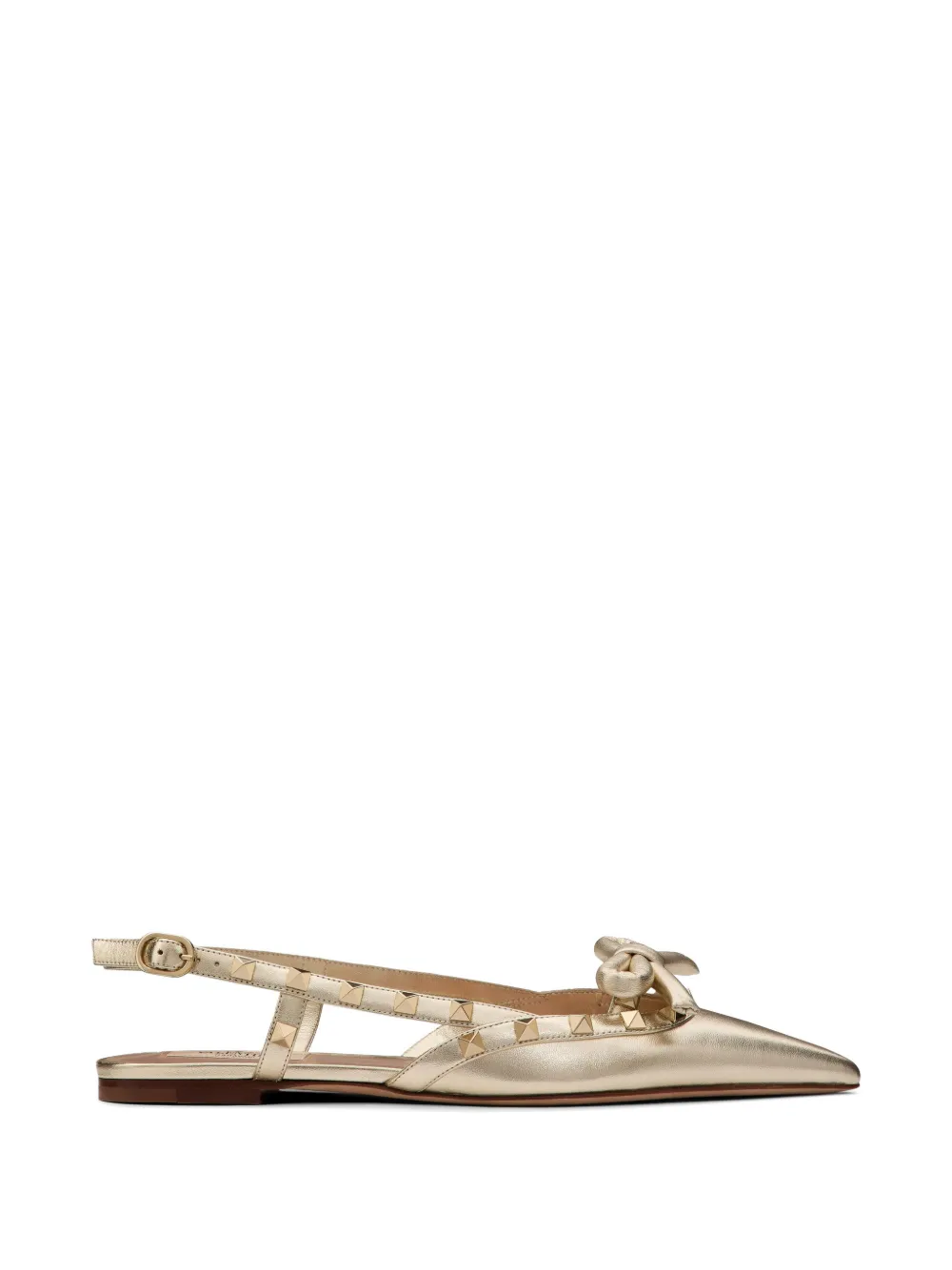 Valentino Garavani Rockstud Bow slingback ballerina's Goud