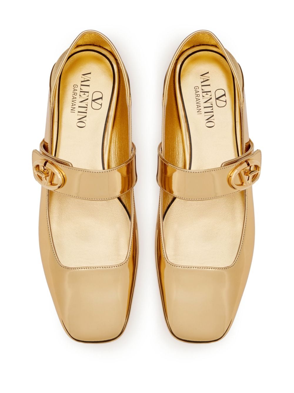 Shop Valentino Vlogo Locker Ballerina Shoes In Gold