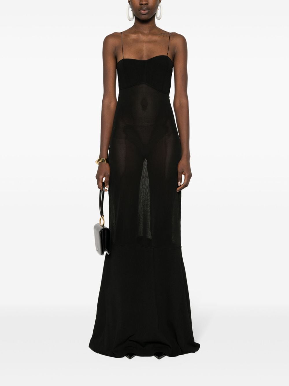 Shop Jacquemus Fine-knit Maxi Dress In Black
