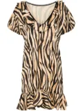Parlor ruffle-detail zebra-print dress - Black