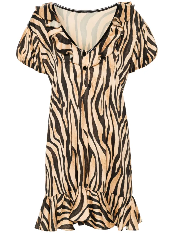 brown and black zebra print dress Women's Brown Yessina Maxi Dress Chocolate Zebra in Size Medium by Outcast main image 1