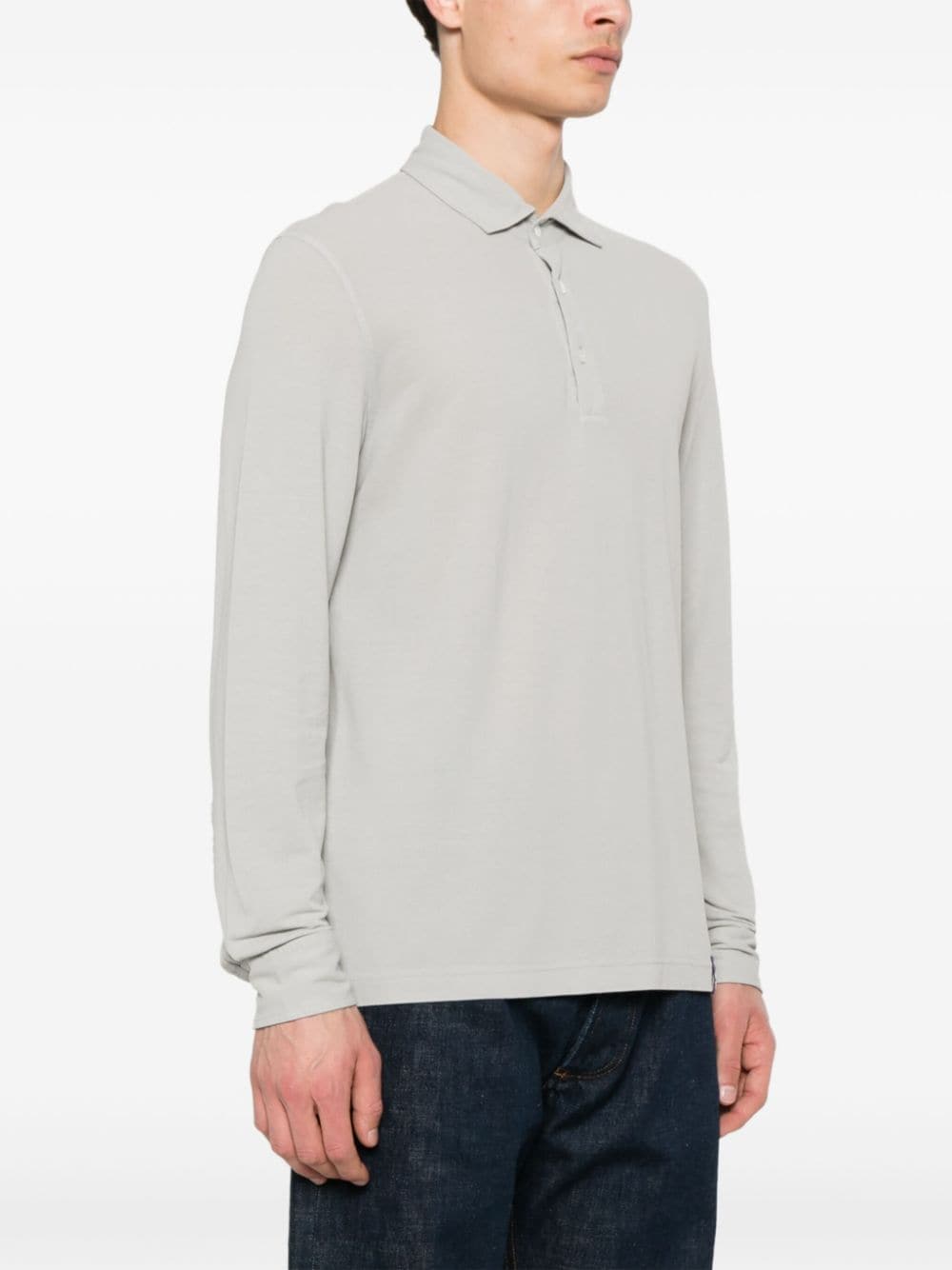 Shop Drumohr Long-sleeve Polo Shirt In Grey