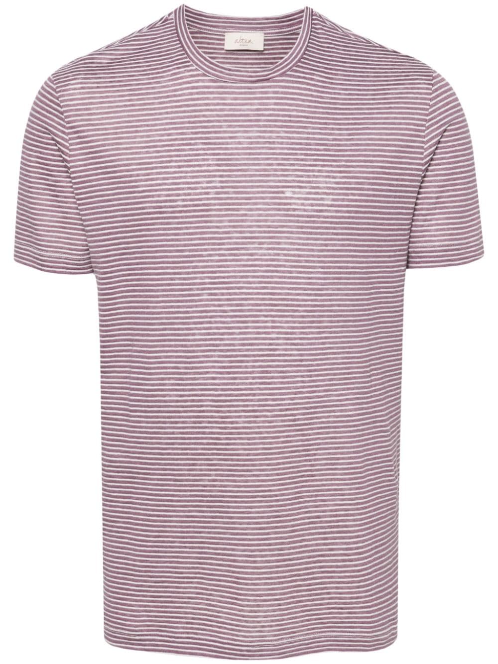 Altea Striped Linen Blend T-shirt In Purple