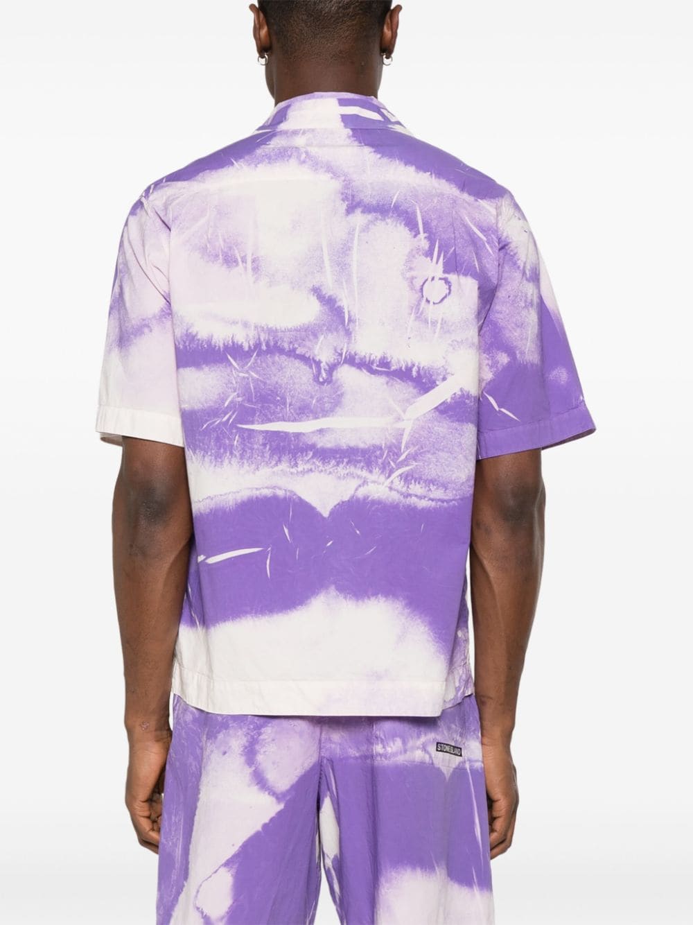 Shop Stone Island Abstract-print Shirt In Purple