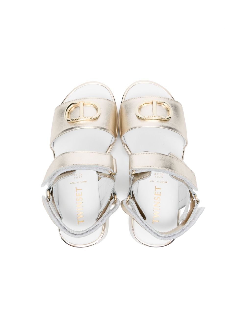 TWINSET Kids Sandalen met logoplakkaat Goud