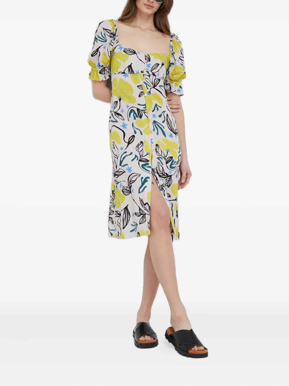 PS Paul Smith square-neck floral midi dress - Beige