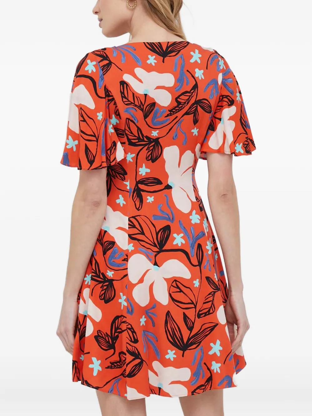 Ps By Paul Smith Floral Short-sleeve Midi Dress In Orange