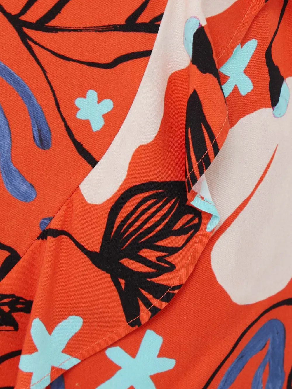 Ps By Paul Smith Ruffled Floral Mini Skirt In Orange