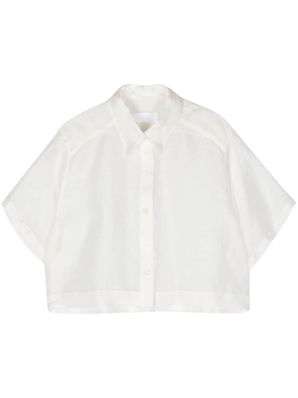 Cable cropped linen shirt