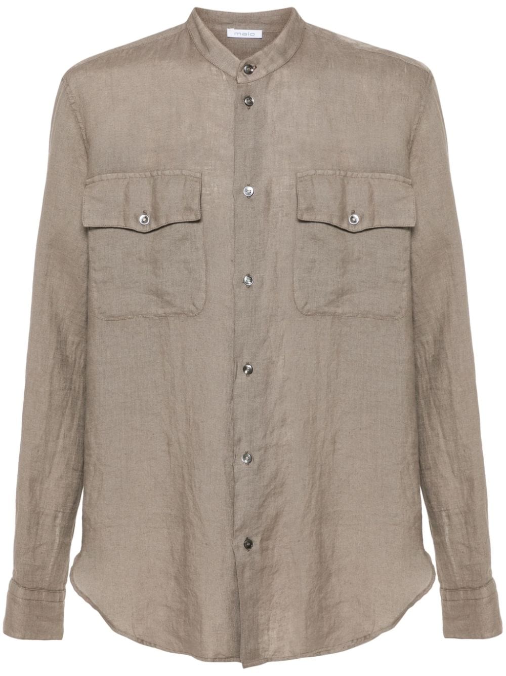 Malo Slub-texture Linen Shirt In Grey