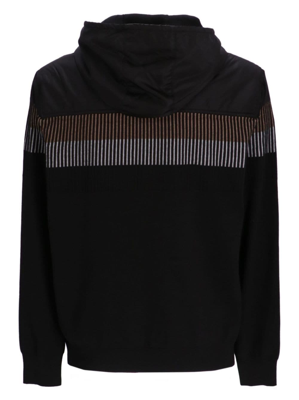 BOSS half-zip knitted hoodie - Zwart