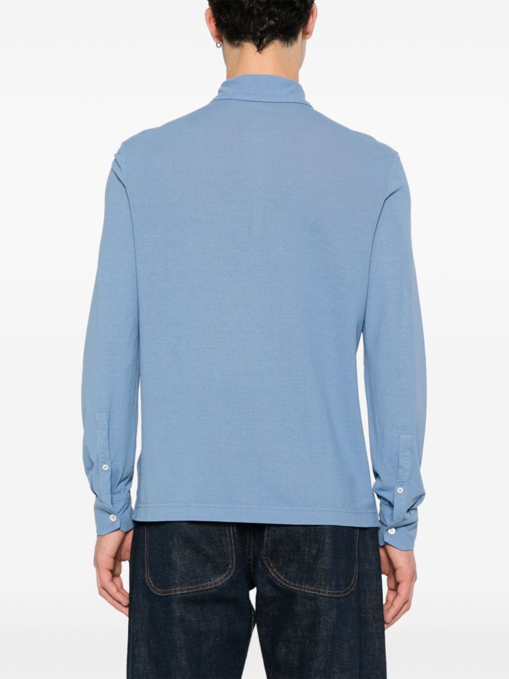 Shop Drumohr Long-sleeve Polo Shirt In Blue