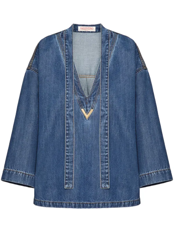 Tシャツ・カットソー VALENTINO Valentino Garavani denim shirt (V3DB03LAL4 558) VALENTINO GARAVANI Denim shirt | NET-A-PORTER
