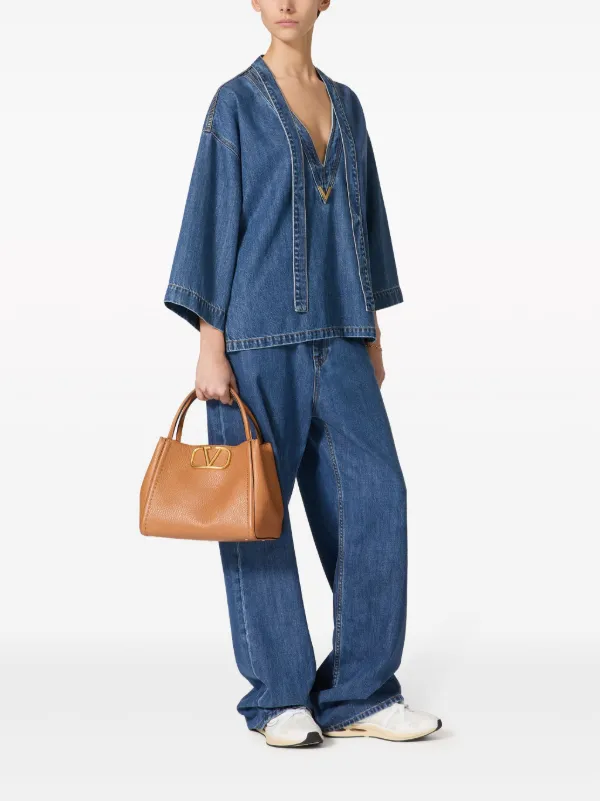 Valentino Garavani V-plaque Denim Blouse | Blue | FARFETCH