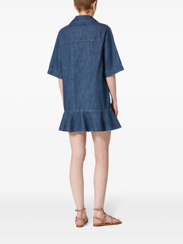 Valentino Garavani ペプラム デニムドレス | ブルー | FARFETCH JP 