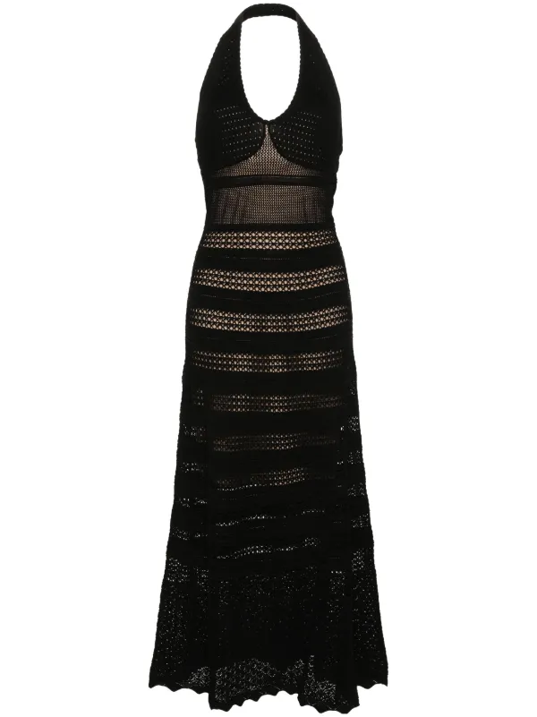 TWINSET open-knit Maxi Dress | Black | FARFETCH JO
