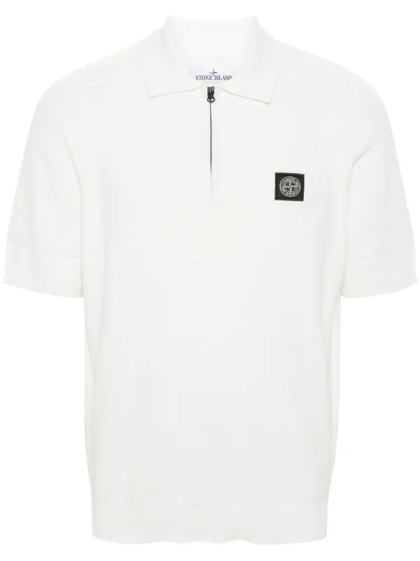 Stone Island Compass motif Knitted Polo Shirt Neutrals FARFETCH UK