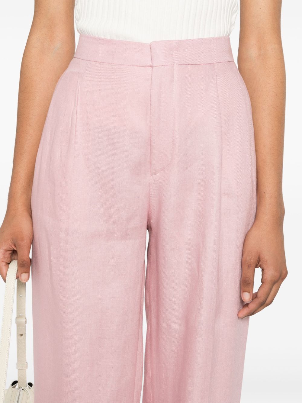 Shop Tagliatore Pressed-crease Straight-leg Trousers In 粉色