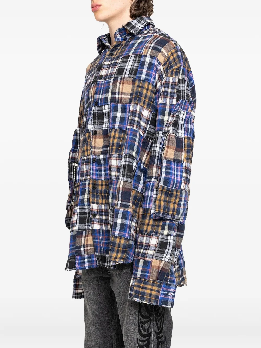 Who Decides War Overhemd met patchwork Blauw