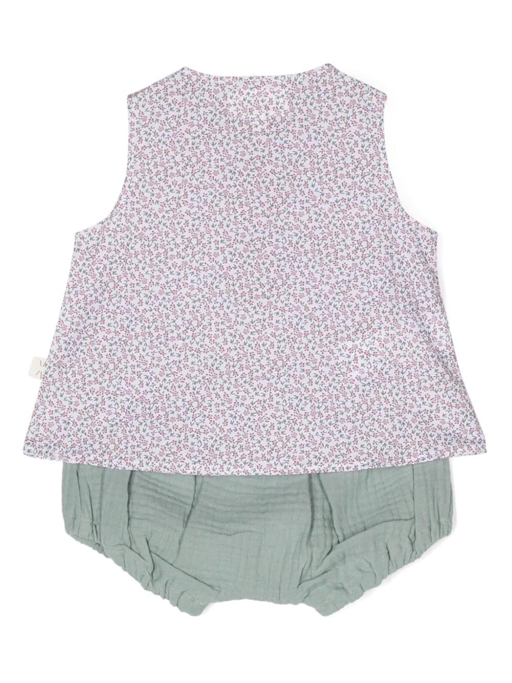 Shop Teddy & Minou Floral Cotton Shorts Set In Green