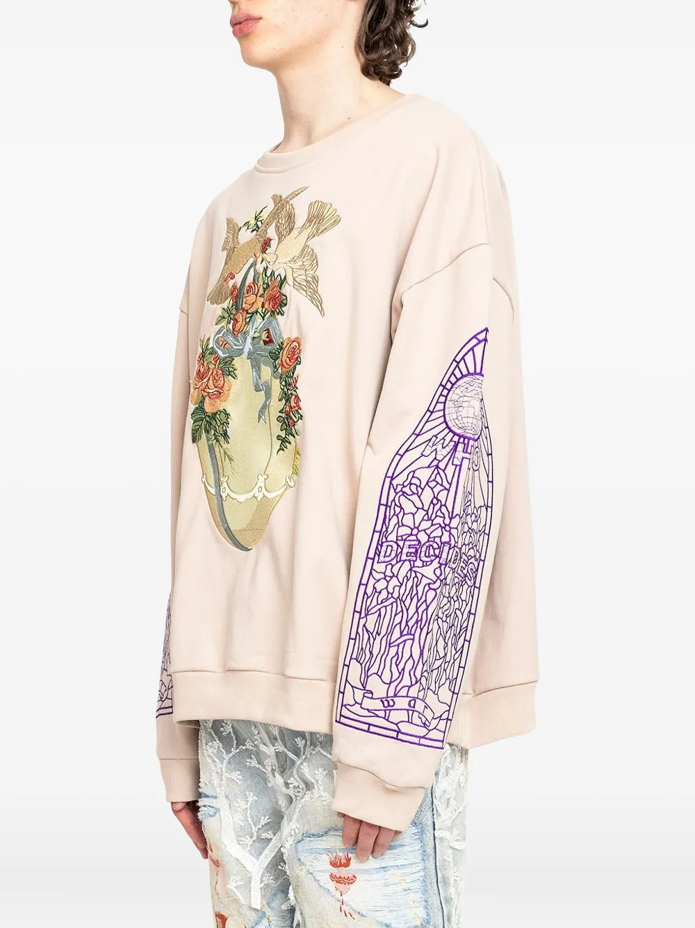 Who Decides War Sweater met geborduurd detail en ronde hals Roze