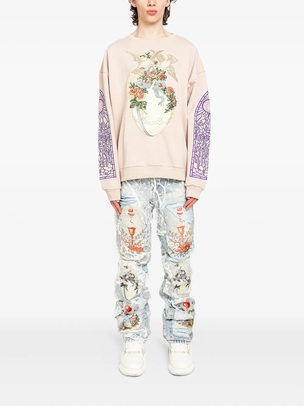 Who Decides War Sweater met geborduurd detail en ronde hals - Roze
