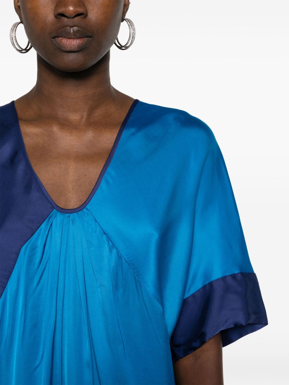 Shop Diane Von Furstenberg Ange Colourblock Midi Dress In Blue