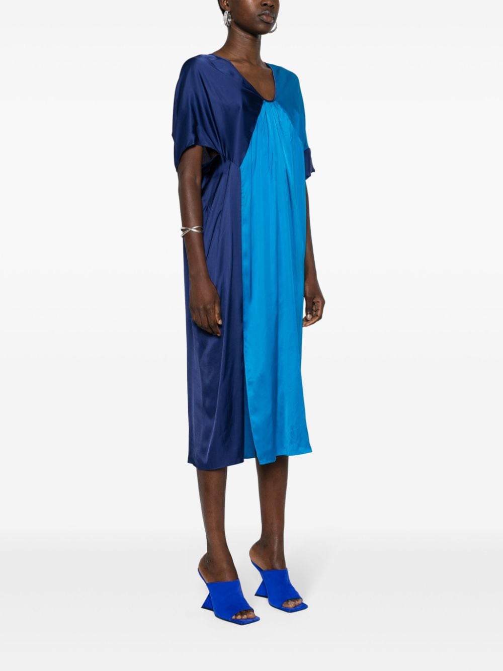 DVF Diane von Furstenberg Ange midi-jurk met colourblocking Blauw