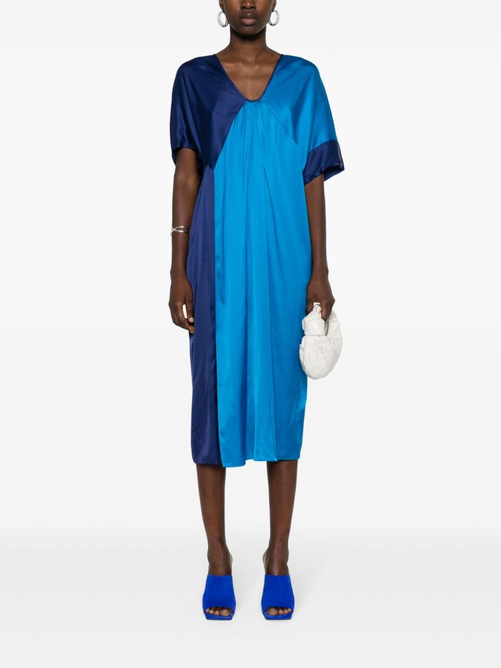 DVF Diane von Furstenberg Ange midi-jurk met colourblocking Blauw