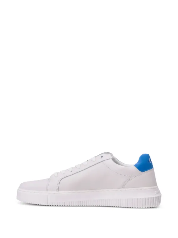 Calvin Klein Jeans logo-print Leather Sneakers | White Calvin Klein Jeans logo-print Leather Sneakers | White