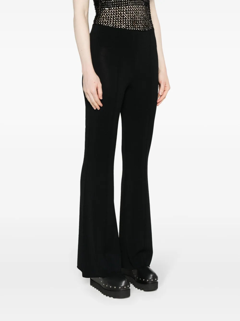 Shop Ermanno Scervino Exposed-seam Detail Flared Trousers In Black