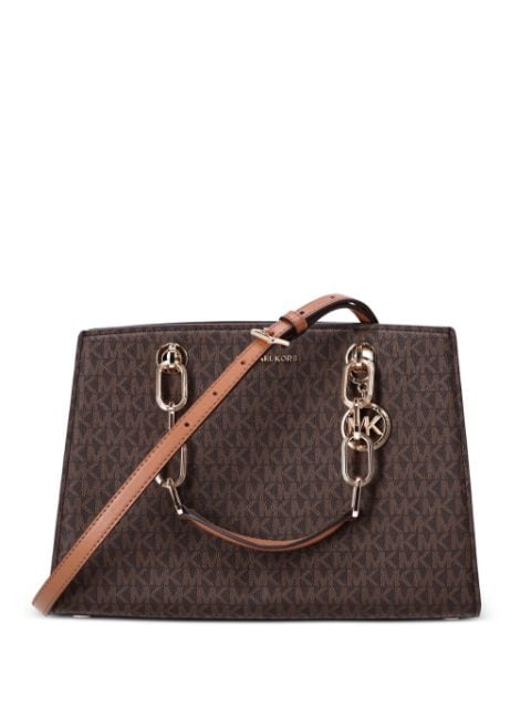 monogram pattern chain two-way tote bag