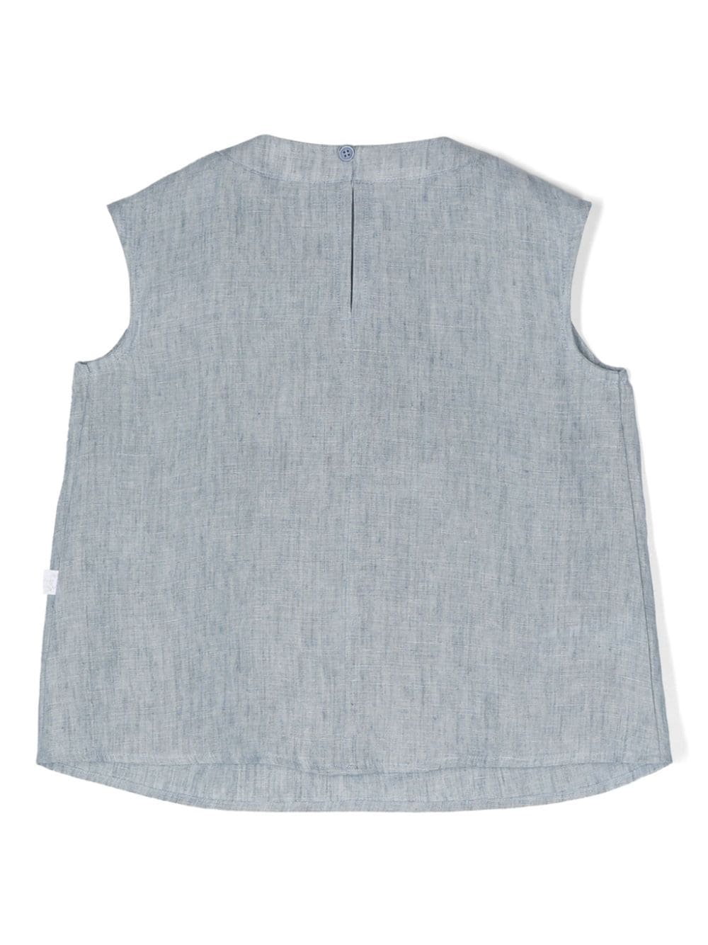 Shop Il Gufo Mélange Linen Pleated Blouse In Blue