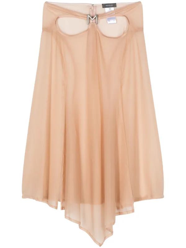 Mugler M Cut-out Midi Skirt in Neutrals