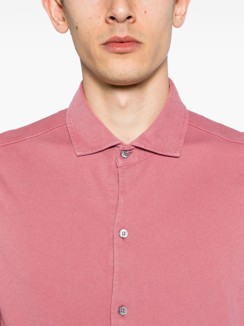 Shop Drumohr Piqué Weave Cotton Shirt In Pink