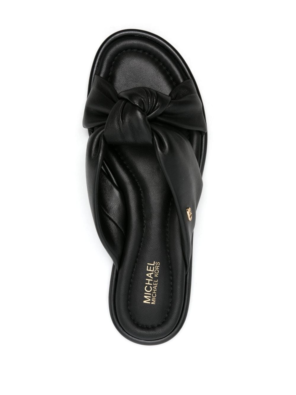 Shop Michael Michael Kors Elena Knotted Leather Slides In Black